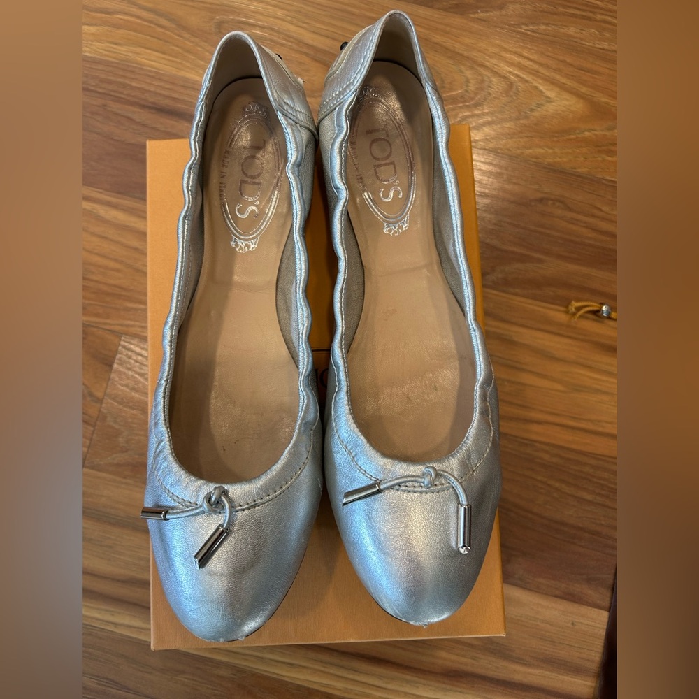Tod's Shimmering Silver Loafers